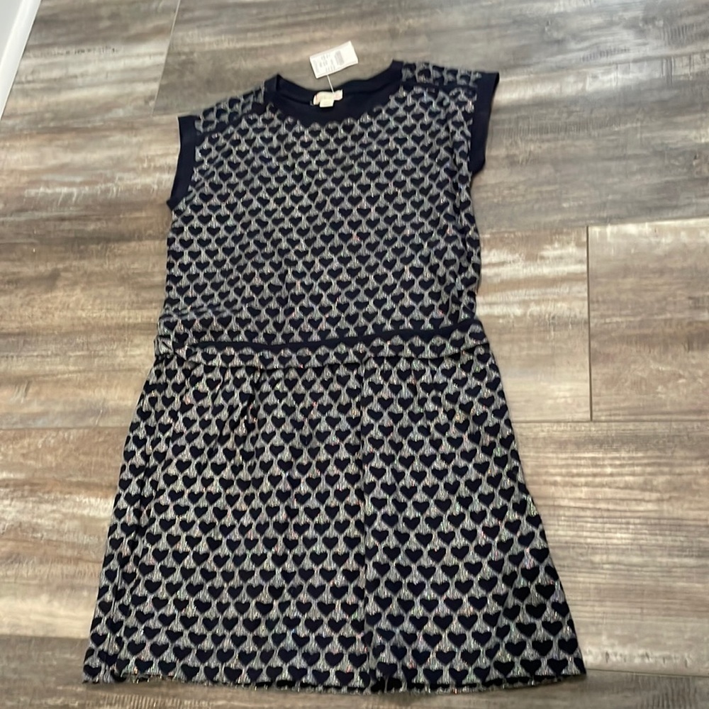 J. Crew short sleeve metallic heart dress NEW